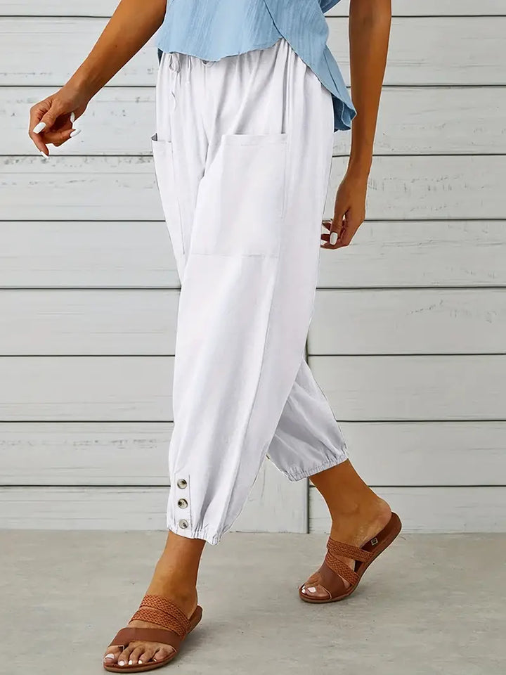 Pantalones De Verano Con Bolsillo Delantero Para Mujer | Cordón Ajustable