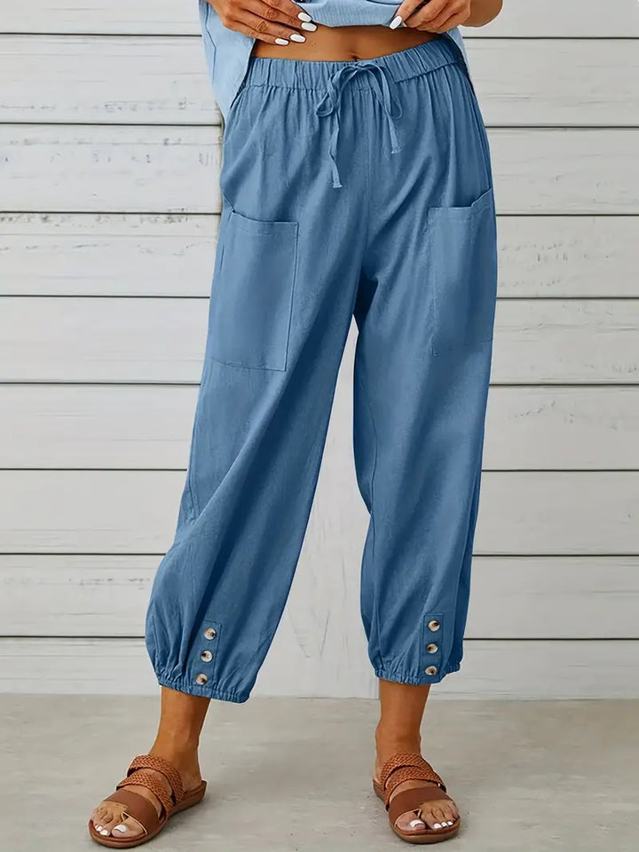 Pantalones De Verano Con Bolsillo Delantero Para Mujer | Cordón Ajustable