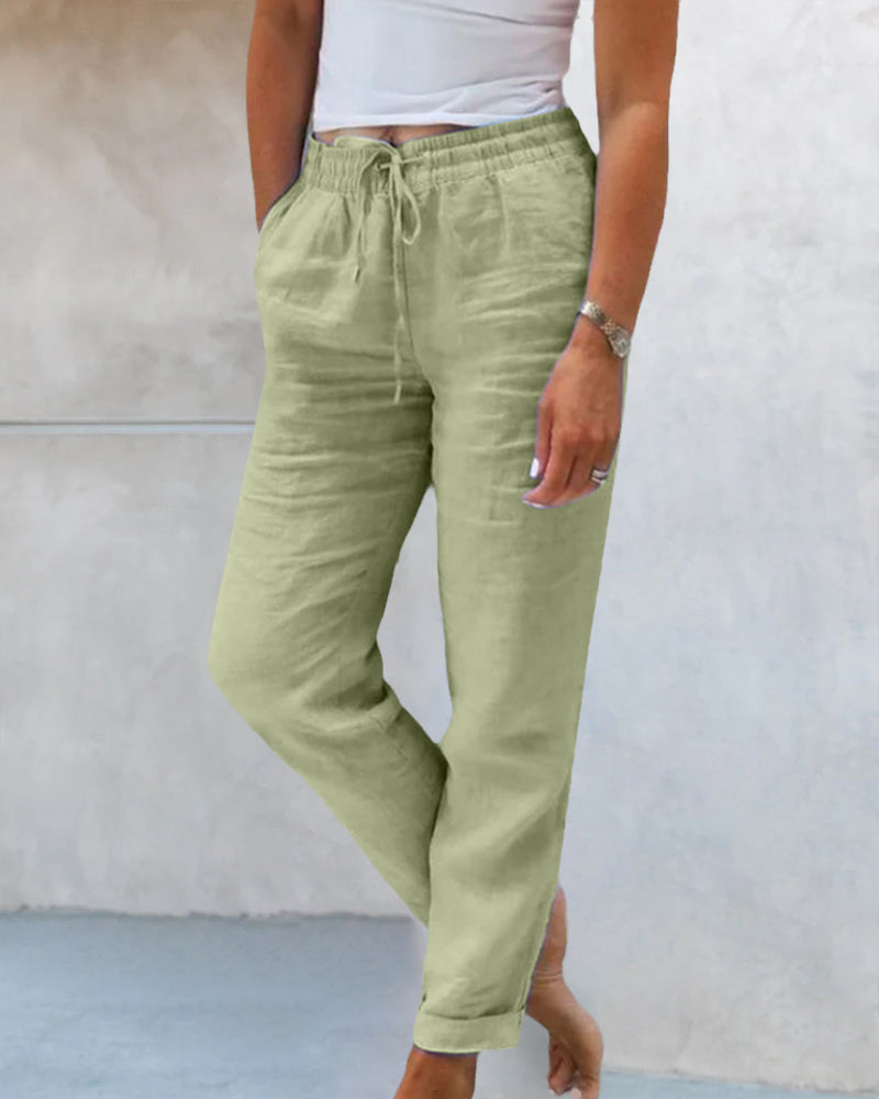 Pantalones Casuales Para Mujer Con Cordón | Verano