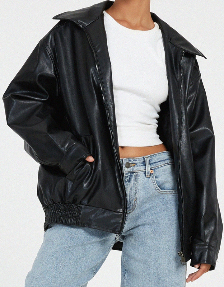 Chaqueta Sobredimensionado De Manga Larga Para Mujer | Con Cremallera