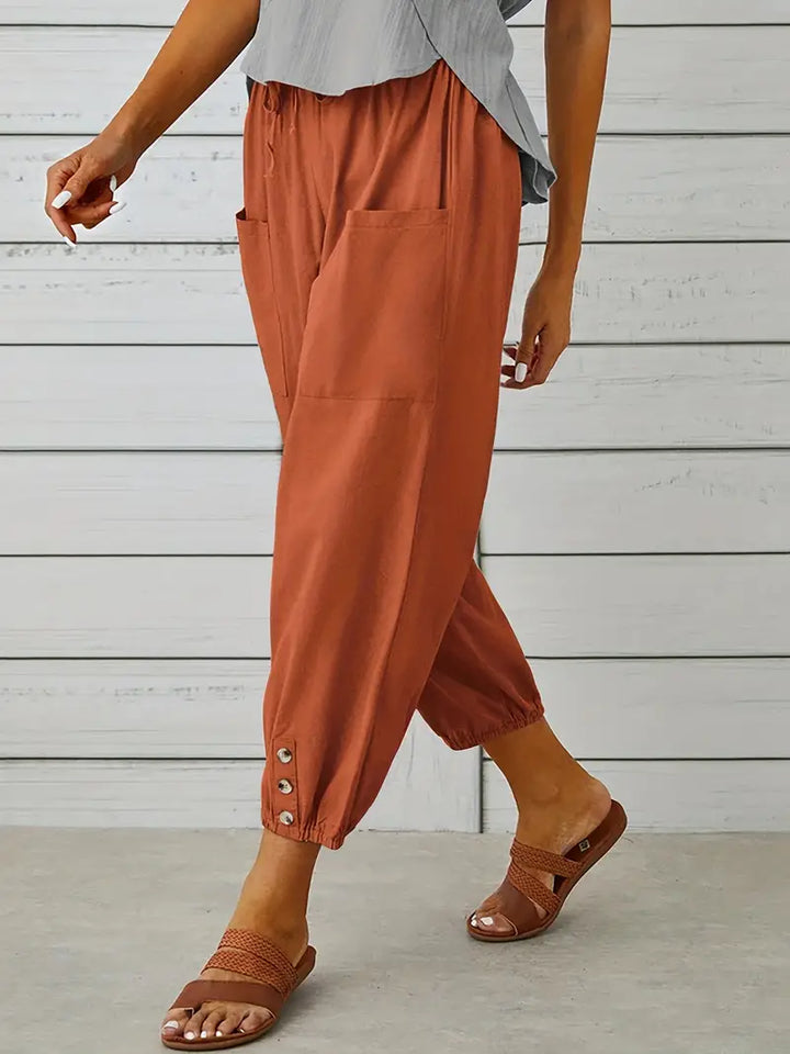 Pantalones De Verano Con Bolsillo Delantero Para Mujer | Cordón Ajustable