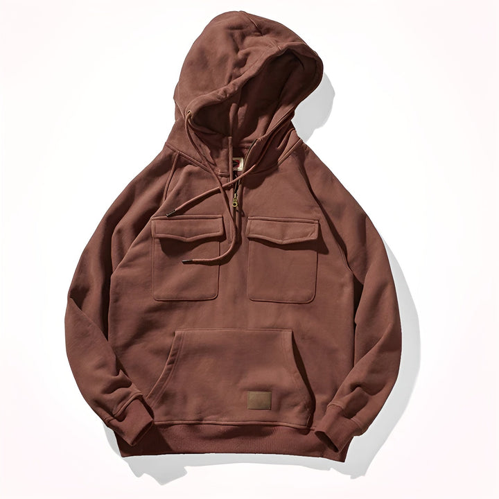 Sudadera Con Capucha Y Media Cremallera Para Hombre | Múltiples Bolsillos
