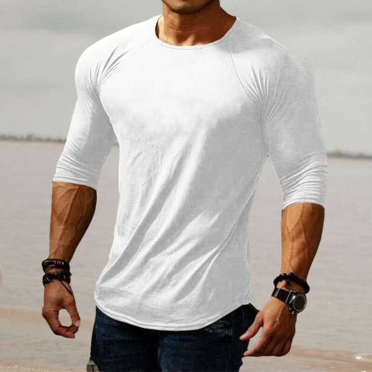 Camiseta Casual de Corte Ajustado para Hombre | Manga 3/4