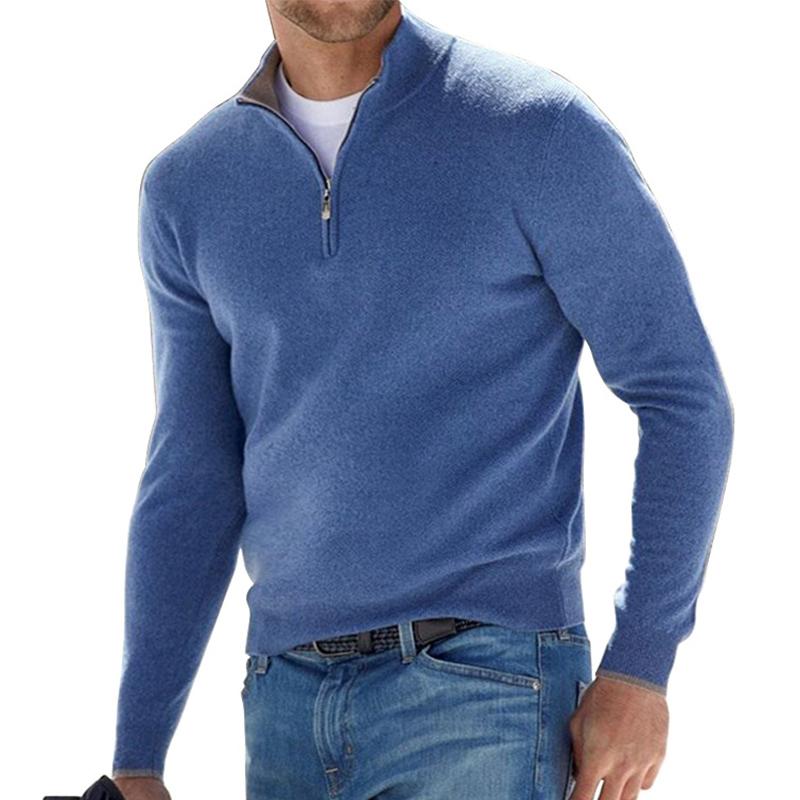 Jersey De Punto Cálido Con Media Cremallera Para Hombre | Mangas Largas