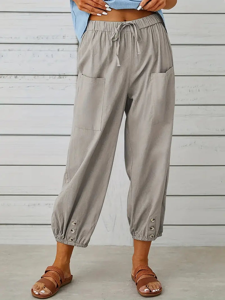 Pantalones De Verano Con Bolsillo Delantero Para Mujer | Cordón Ajustable
