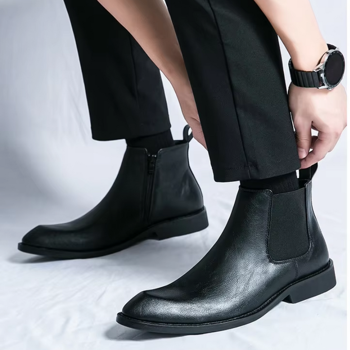 Botines De Tacón Bajo Para Hombre | Cremallera Lateral