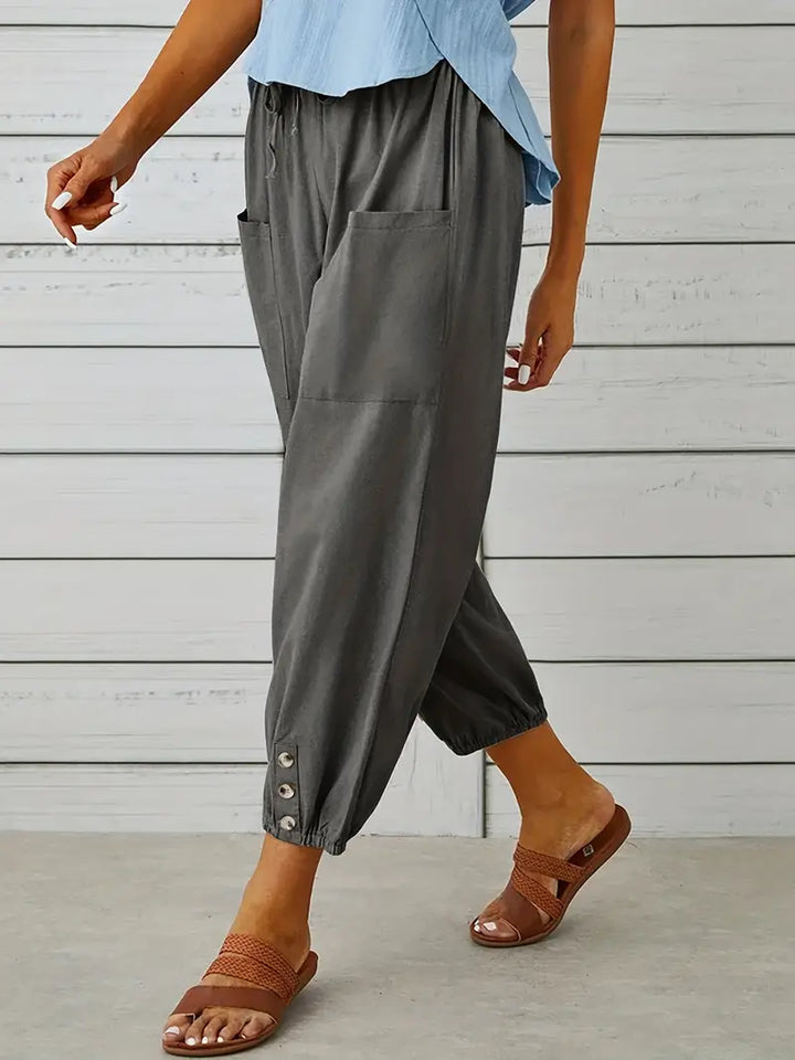 Pantalones De Verano Con Bolsillo Delantero Para Mujer | Cordón Ajustable