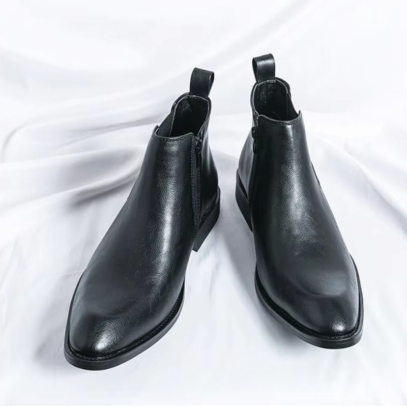 Botines De Tacón Bajo Para Hombre | Cremallera Lateral