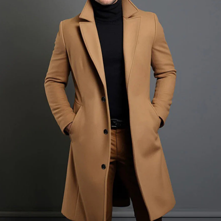 Gabardina De Manga Larga Con Botones Para Hombre | Larga