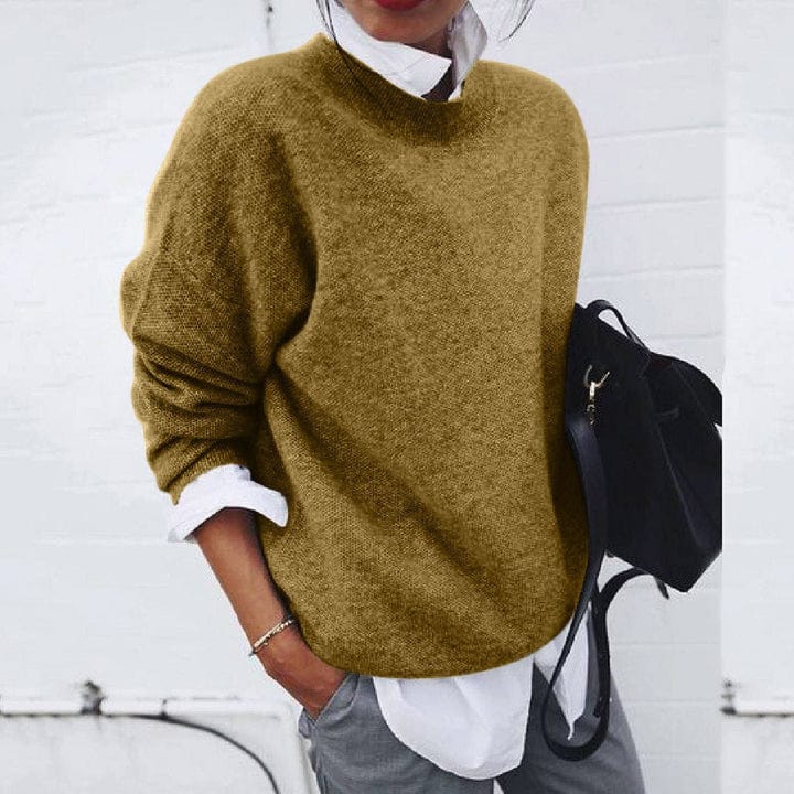 Jersey De Invierno Cálido De Punto Para Mujer | Cuello Redondo