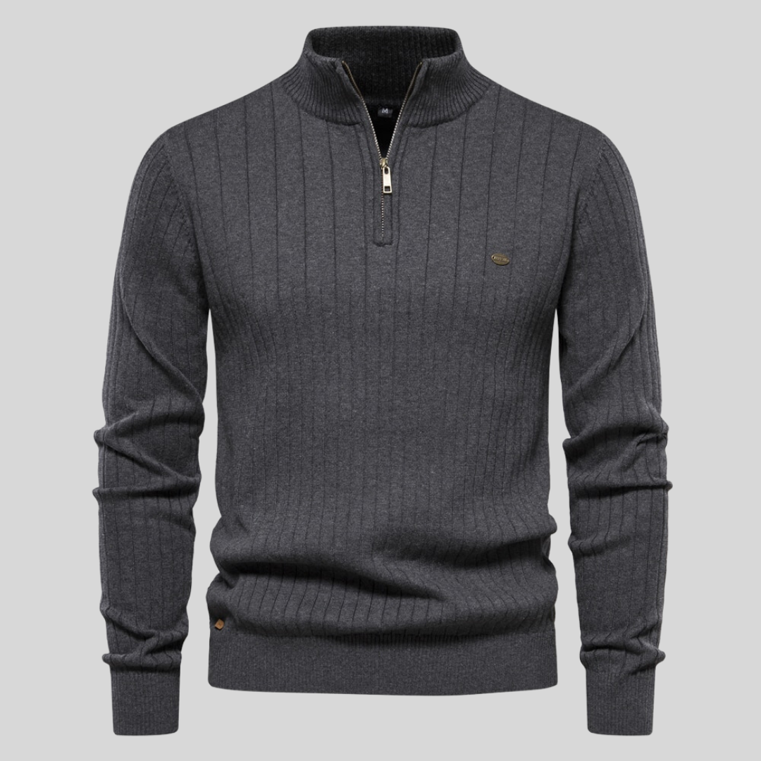 Jersey De Media Cremallera Para Hombre Con Mangas Largas | De Punto