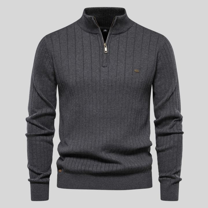 Jersey De Media Cremallera Para Hombre Con Mangas Largas | De Punto