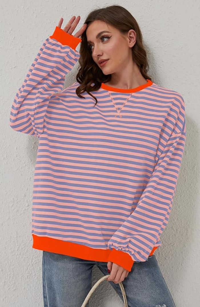 Sudadera De Rayas Para Mujer | Sobredimensionado