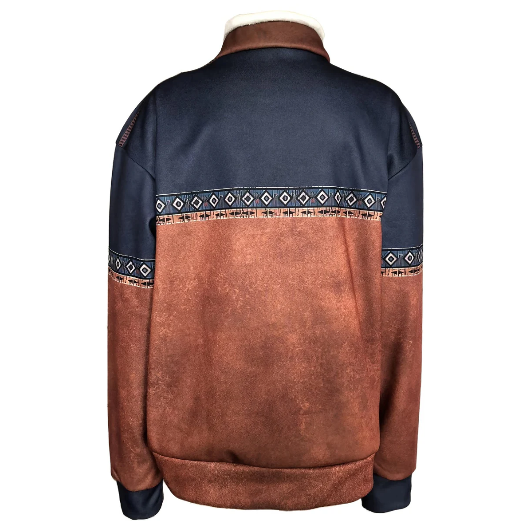 Jersey Estampado Con Bolsillo Canguro Para Hombre | Cálido