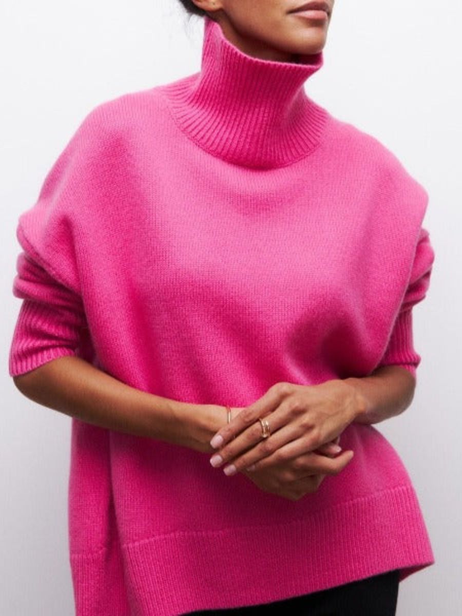 Jersey De Cuello Alto Oversize Para Mujer | De Punto