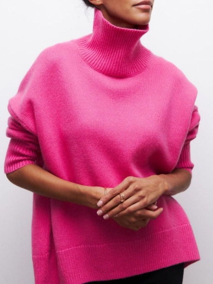 Jersey De Cuello Alto Oversize Para Mujer | De Punto