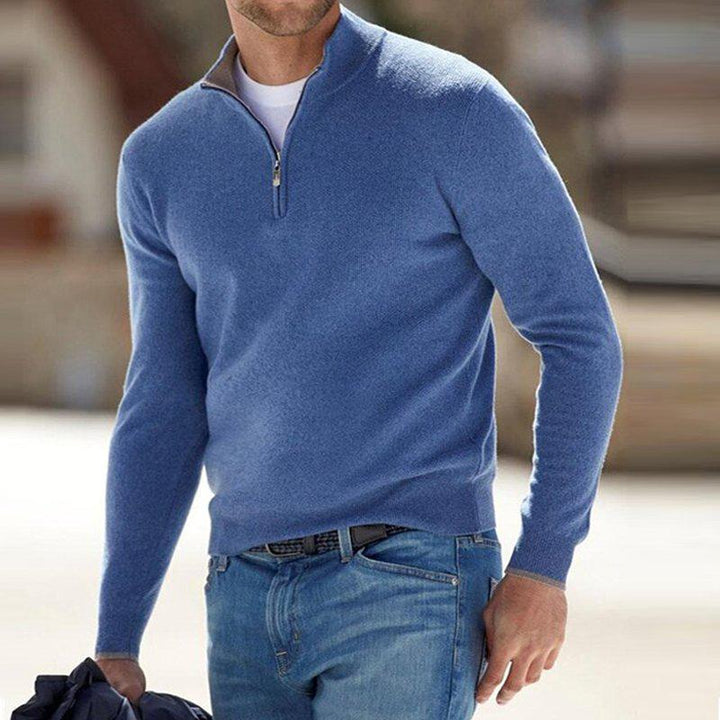 Jersey De Punto Cálido Con Media Cremallera Para Hombre | Mangas Largas