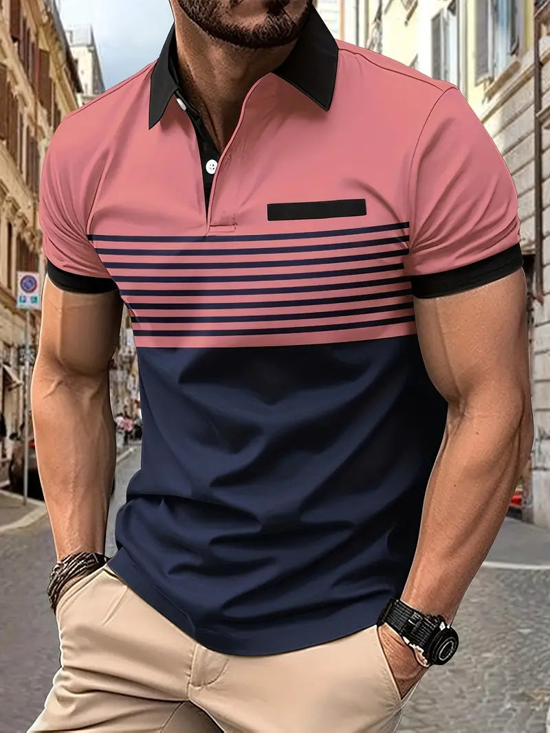Polo Moderno De Rayas Para Hombre | Elegante