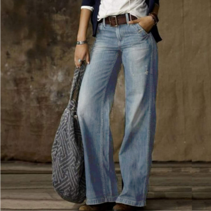 Vaqueros Vintage De Pierna Ancha Para Mujer | Cintura Alta