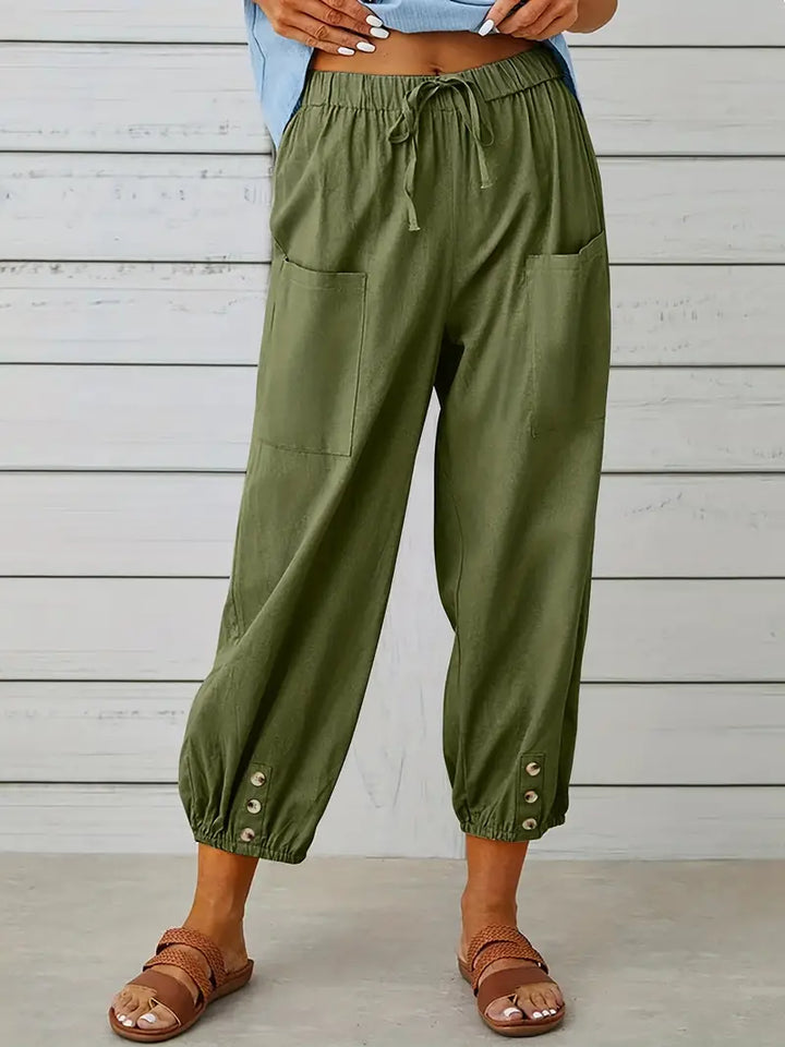 Pantalones De Verano Con Bolsillo Delantero Para Mujer | Cordón Ajustable