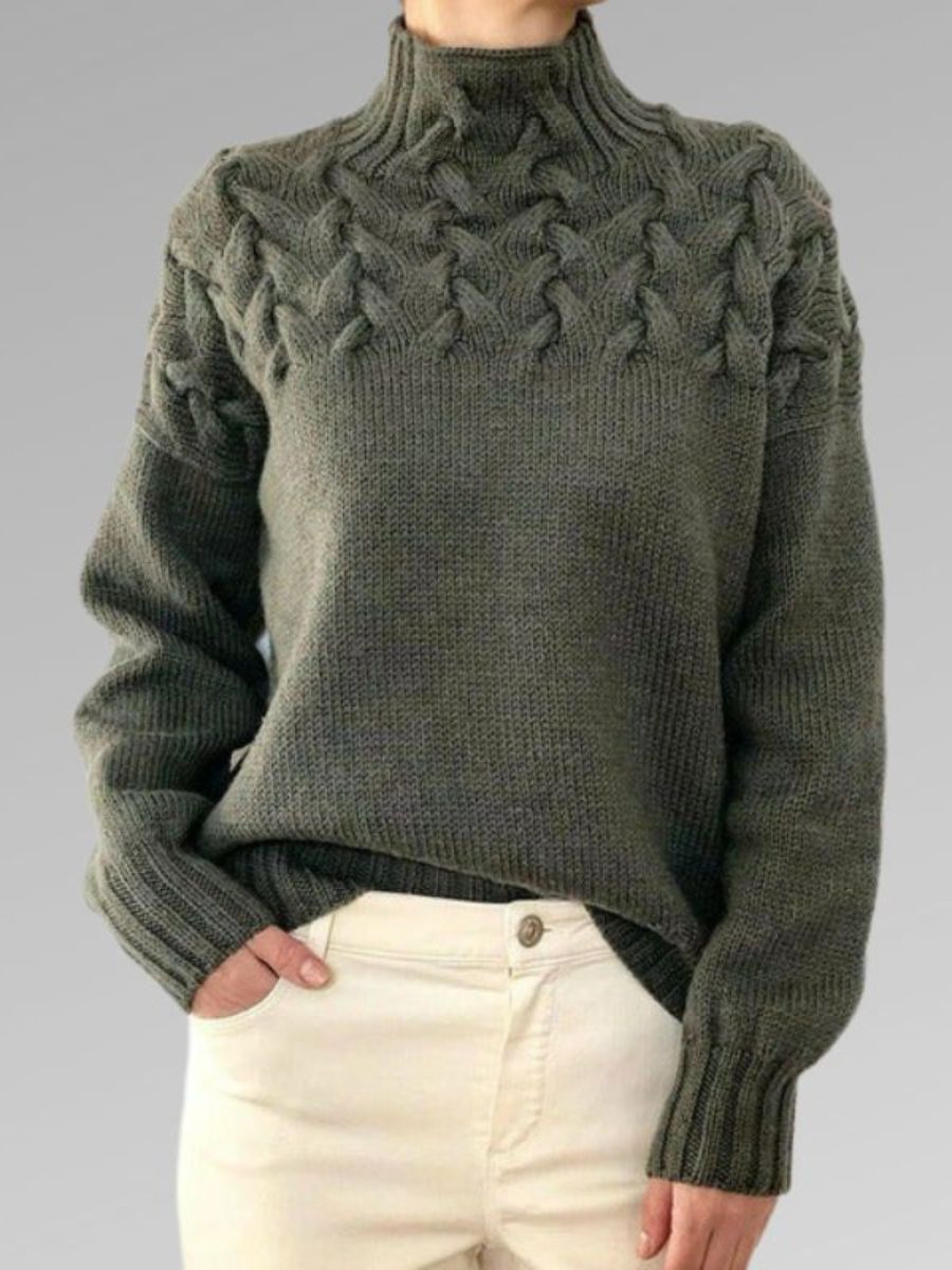 Jersey De Invierno Cálido De Punto Para Mujer | Mangas Acanaladas