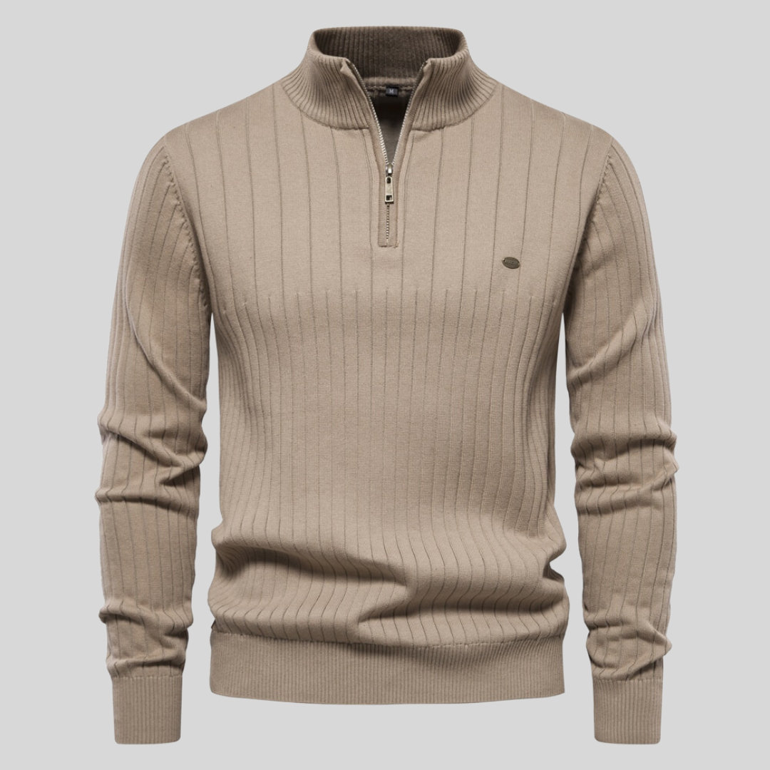 Jersey De Media Cremallera Para Hombre Con Mangas Largas | De Punto