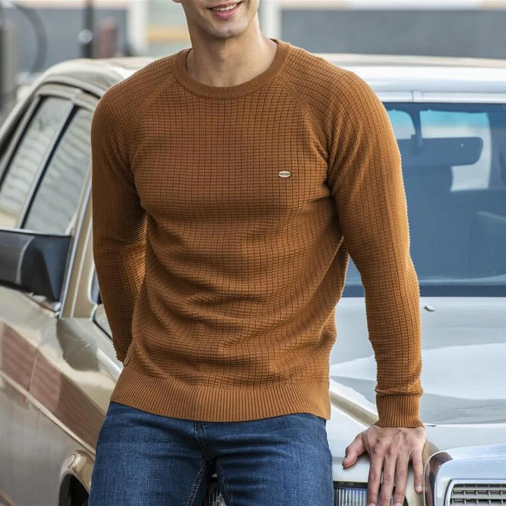 Jersey De Punto De Manga Larga Para Hombre | Cuello Redondo
