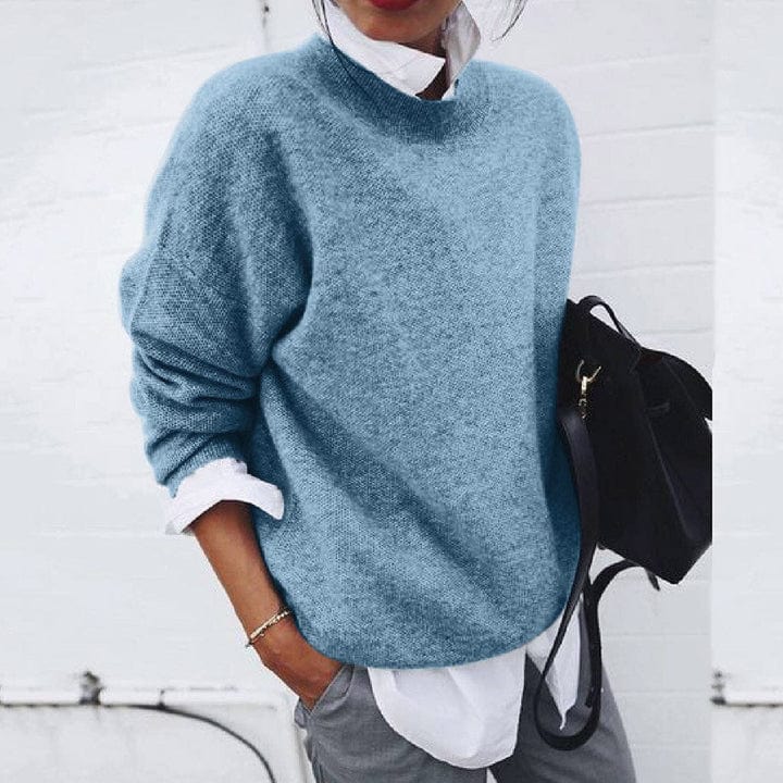 Jersey De Invierno Cálido De Punto Para Mujer | Cuello Redondo