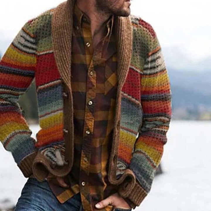 Cárdigan Estampado Con Botones Para Hombre | De Punto