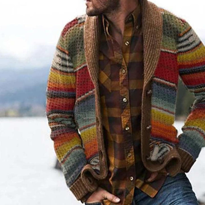 Cárdigan Estampado Con Botones Para Hombre | De Punto