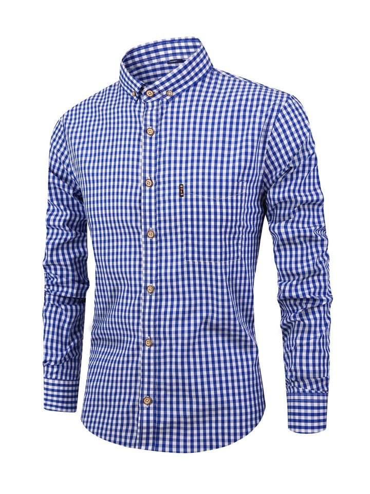 Camisa De Manga Larga A Cuadros Para Hombre | Con Botones