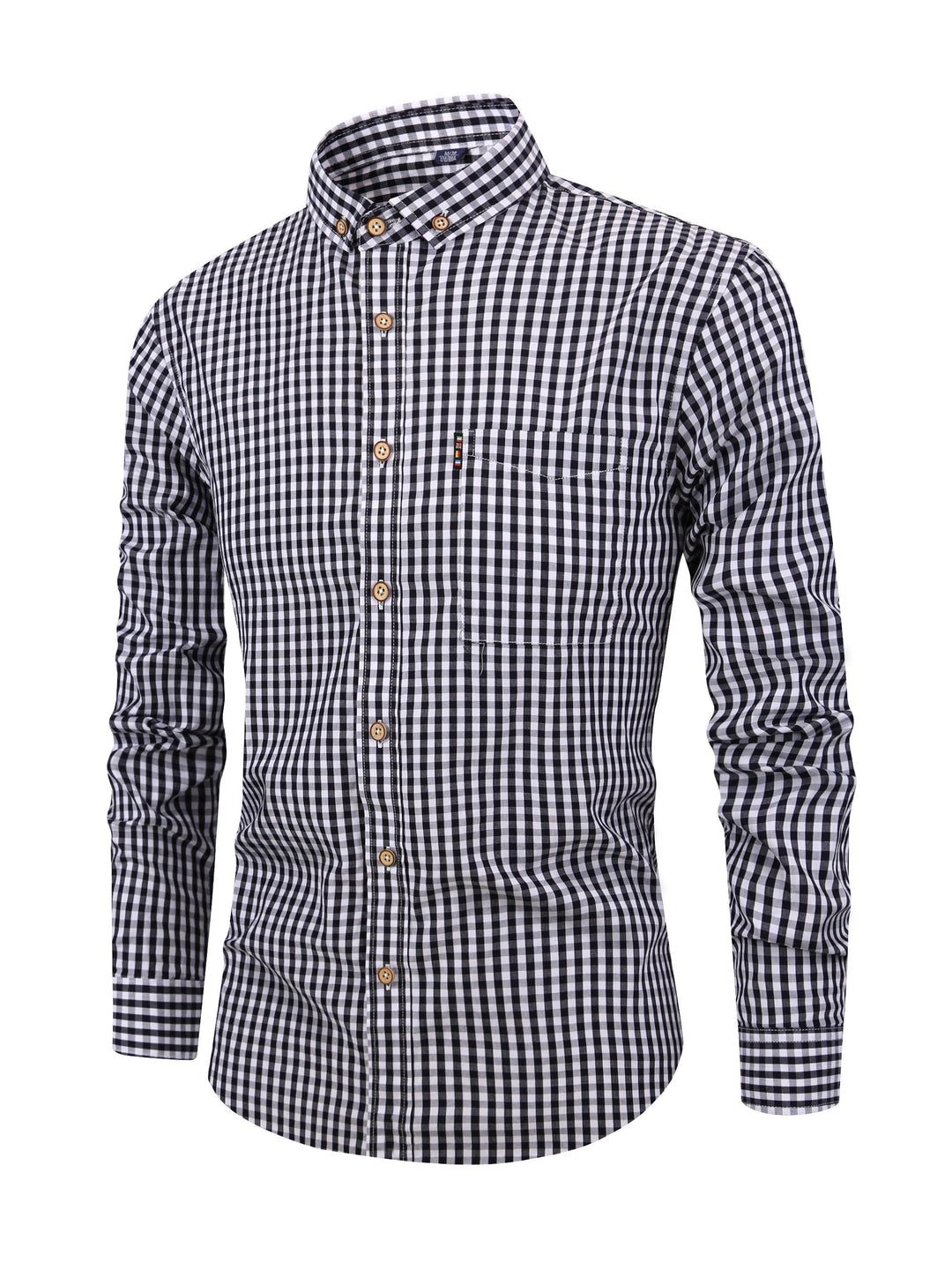 Camisa De Manga Larga A Cuadros Para Hombre | Con Botones