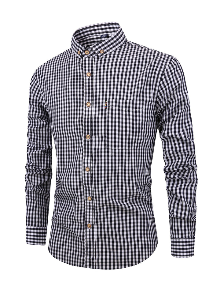 Camisa De Manga Larga A Cuadros Para Hombre | Con Botones