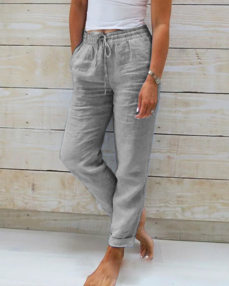 Pantalones Casuales Para Mujer Con Cordón | Verano