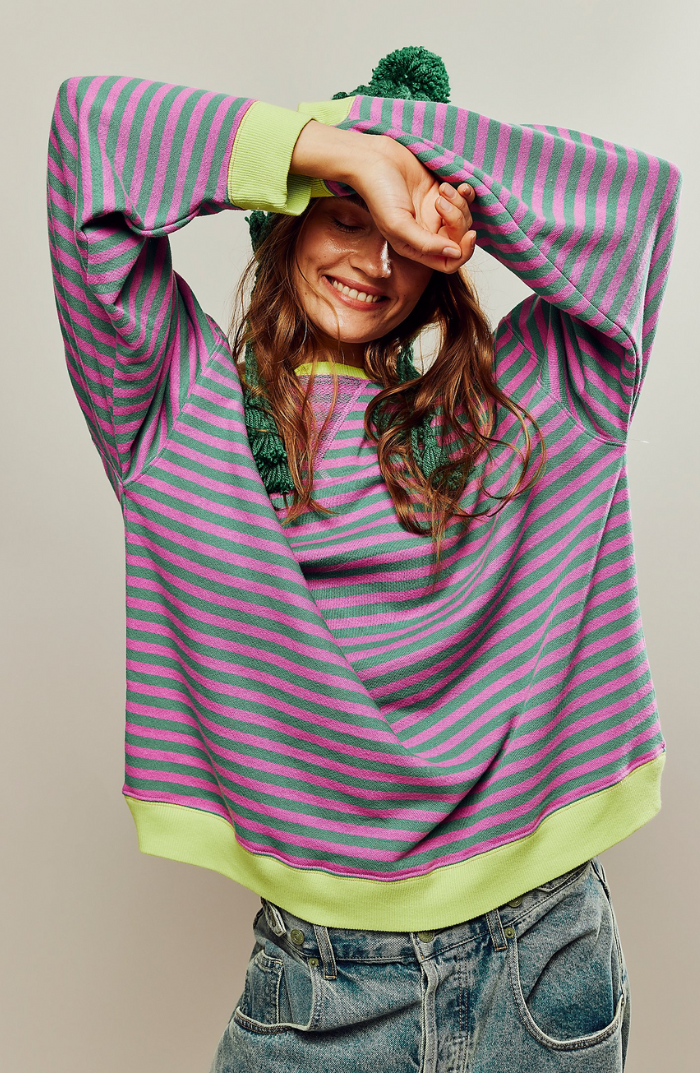Sudadera De Rayas Para Mujer | Sobredimensionado