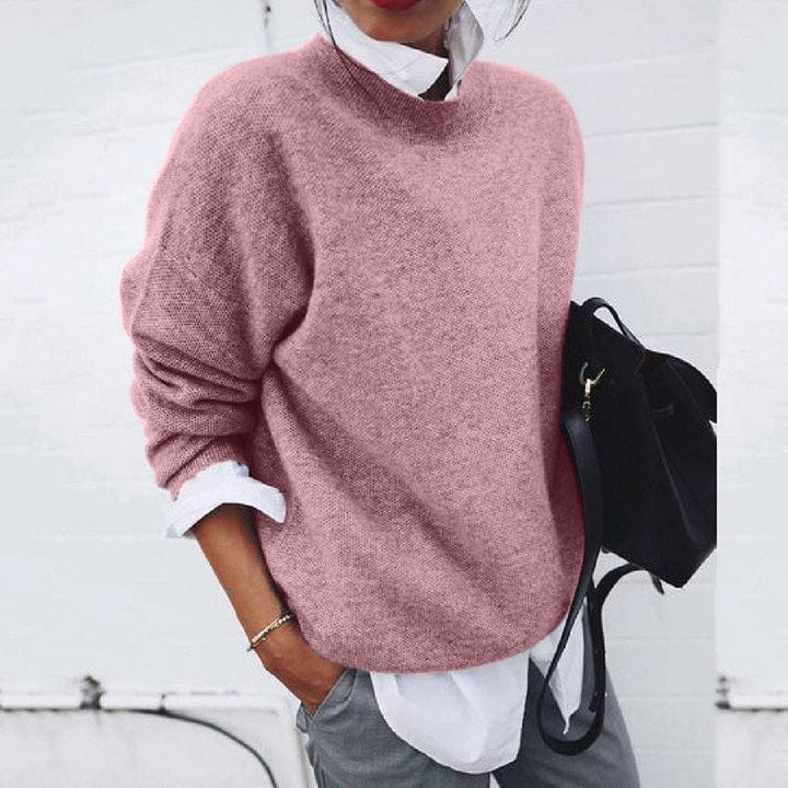 Jersey De Invierno Cálido De Punto Para Mujer | Cuello Redondo