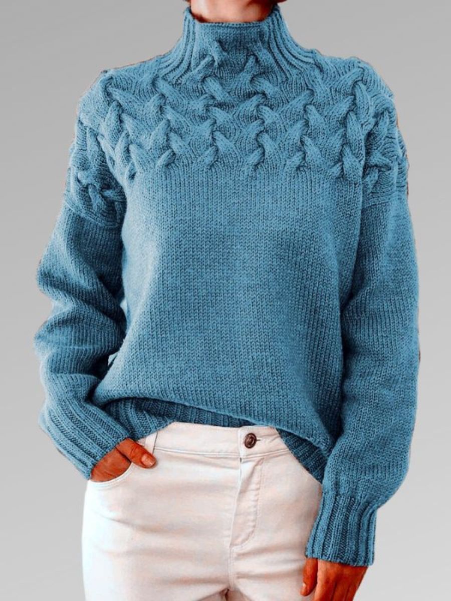 Jersey De Invierno Cálido De Punto Para Mujer | Mangas Acanaladas