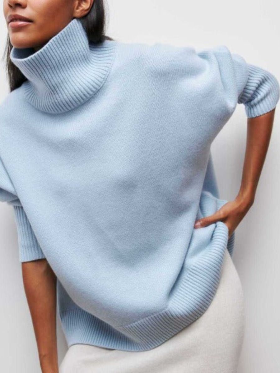 Jersey De Cuello Alto Oversize Para Mujer | De Punto
