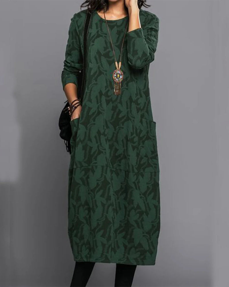 Vestido Casual De Manga Larga Para Mujer | Midi