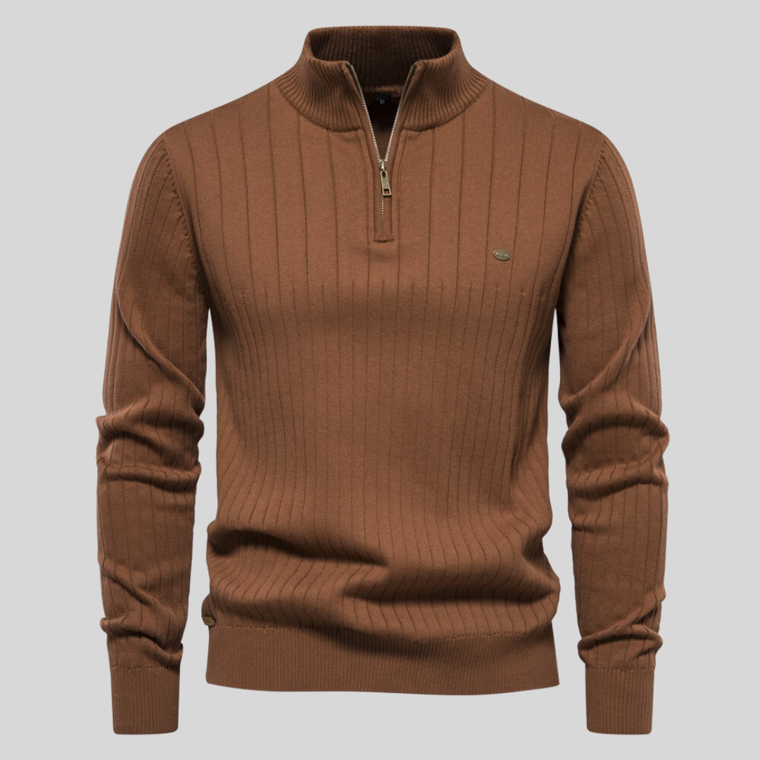 Jersey De Media Cremallera Para Hombre Con Mangas Largas | De Punto
