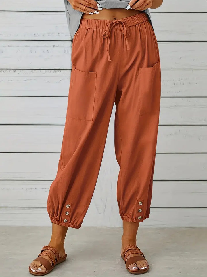 Pantalones De Verano Con Bolsillo Delantero Para Mujer | Cordón Ajustable