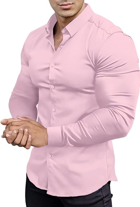 Camisa De Vestir Abotonada Para Hombre | Sin Arrugas