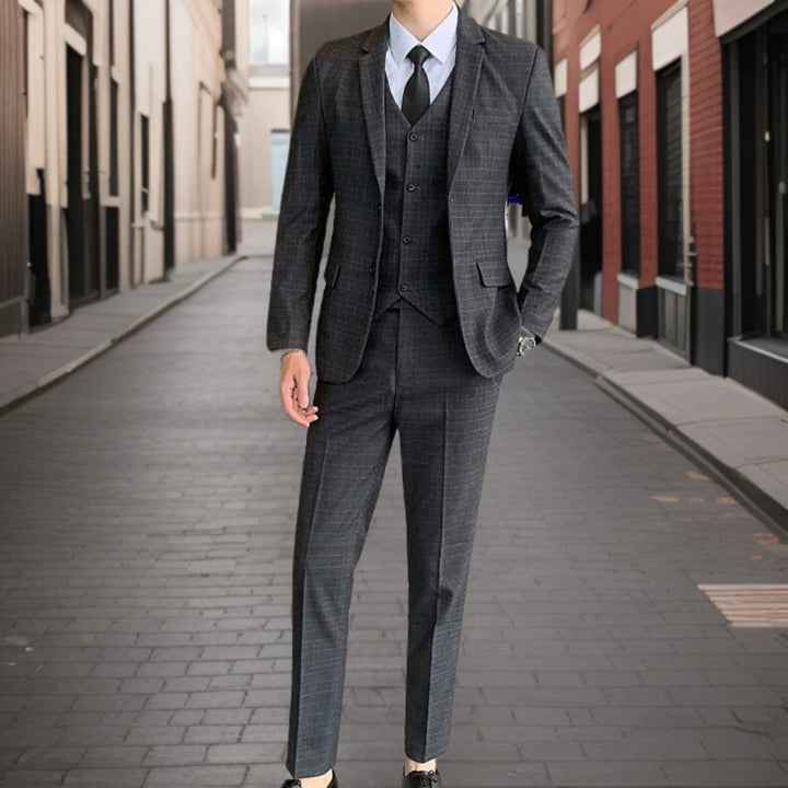 Traje De Invitado De Boda Con Estampado A Cuadros Para Hombre | Tres Piezas