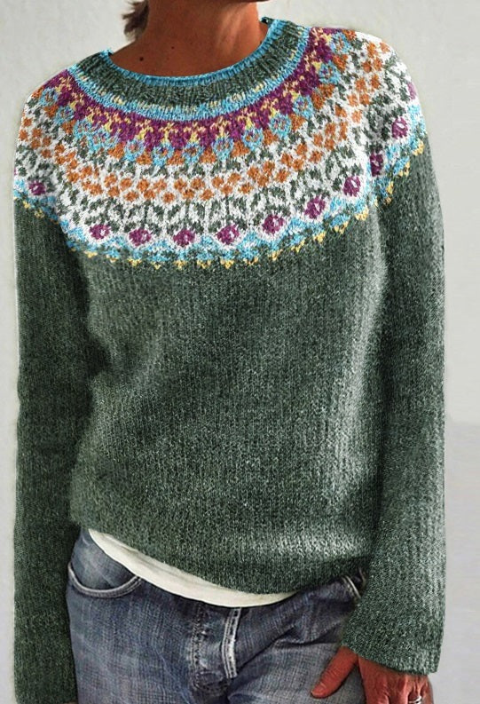 Jersey De Cuello Redondo Con Estampado Floral Para Mujer | De Punto