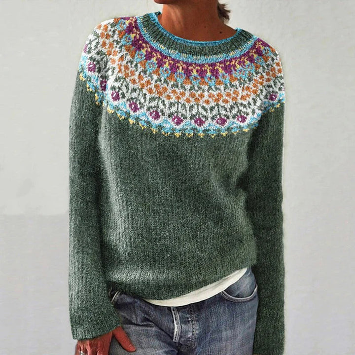 Jersey De Cuello Redondo Con Estampado Floral Para Mujer | De Punto