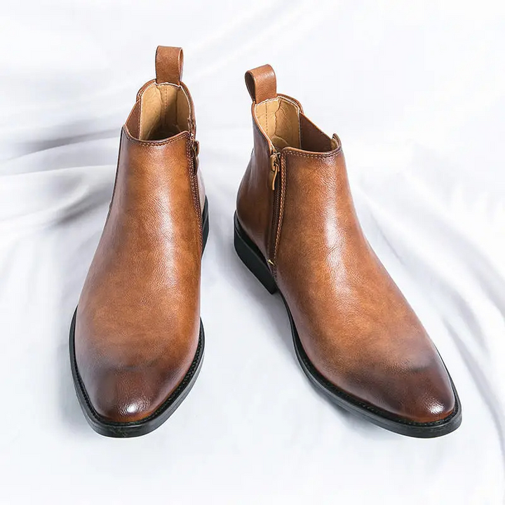 Botines De Tacón Bajo Para Hombre | Cremallera Lateral