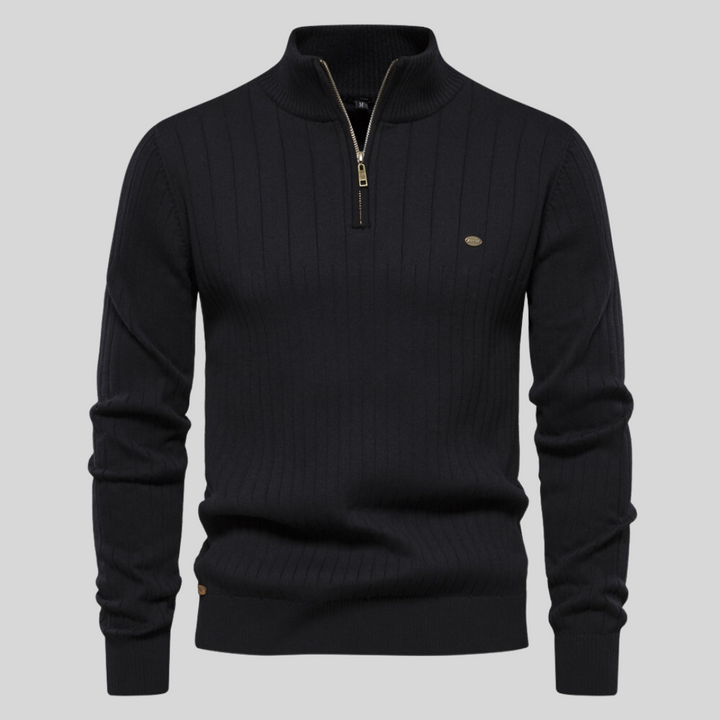 Jersey De Media Cremallera Para Hombre Con Mangas Largas | De Punto