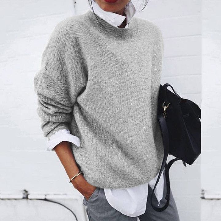 Jersey De Invierno Cálido De Punto Para Mujer | Cuello Redondo