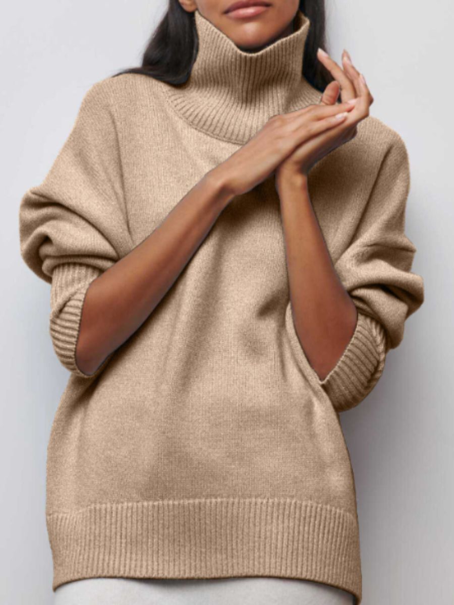 Jersey De Cuello Alto Oversize Para Mujer | De Punto