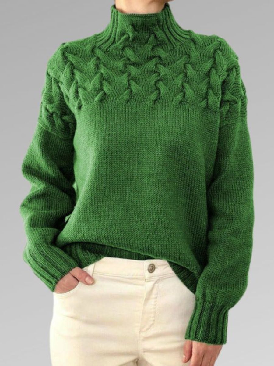 Jersey De Invierno Cálido De Punto Para Mujer | Mangas Acanaladas